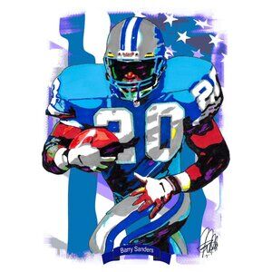 Barry Sanders Detroit Lions Football Sports Poster Print Wall Art 18x24
